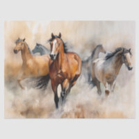 “Five Wild Mustangs” Dusty Western Watercolour