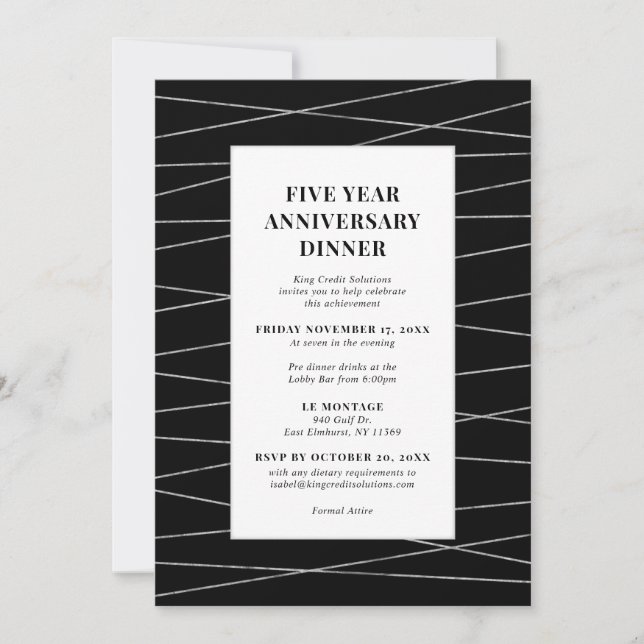 Five Year Anniversary Dinner Invitation (Front)
