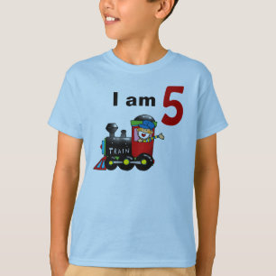 Five year old toy train birthday boy T-Shirt