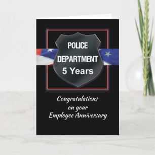 Five Year Police Employee Anniversary Congrats Card