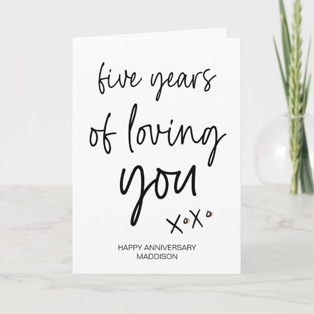 Five Years Loving You Anniversary Gift for Husband Card (Front)