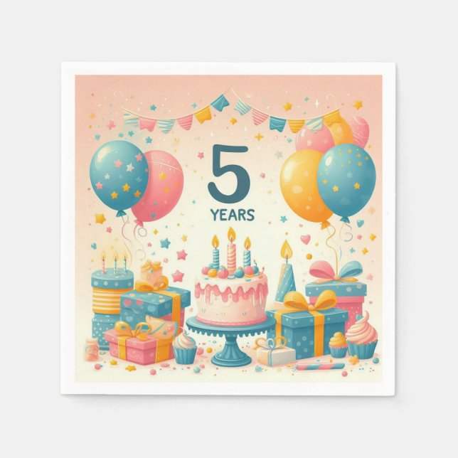 five years old birthday napkin (Front)