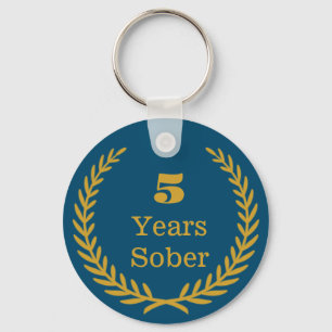 Five Years Sober, Personalizable Sobriety Keepsake Key Ring