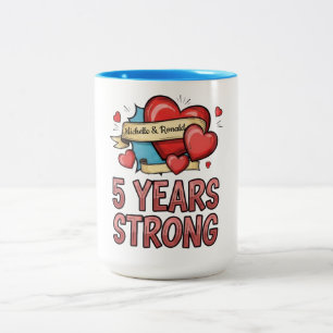 Five Years Strong Customisable Two-Tone Coffee Mug