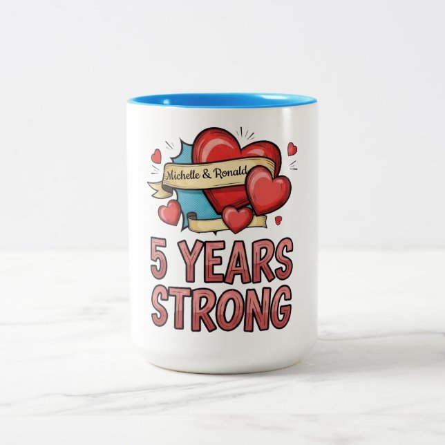 Five Years Strong Customisable Two-Tone Coffee Mug (Center)