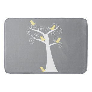 Five Yellow Birds in a Tree Bath Mat