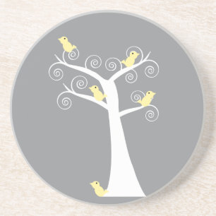 Five Yellow Birds in a Tree Coaster