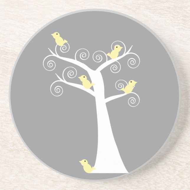 Five Yellow Birds in a Tree Coaster (Front)