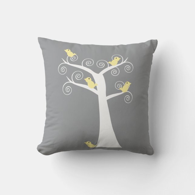 Five Yellow Birds in a Tree Pillows (Front)