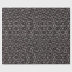 Fivefold Star Geometry in Charcoal and Blush Wrapp Wrapping Paper