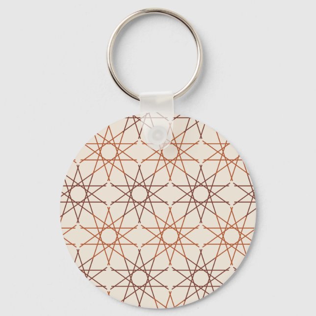 Fivefold Star Geometry Ivory Sienna Keychain (Front)
