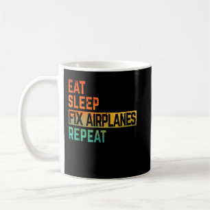 Fix Aeroplane Mechanic Eat Sleep Repeat Watercolor Coffee Mug