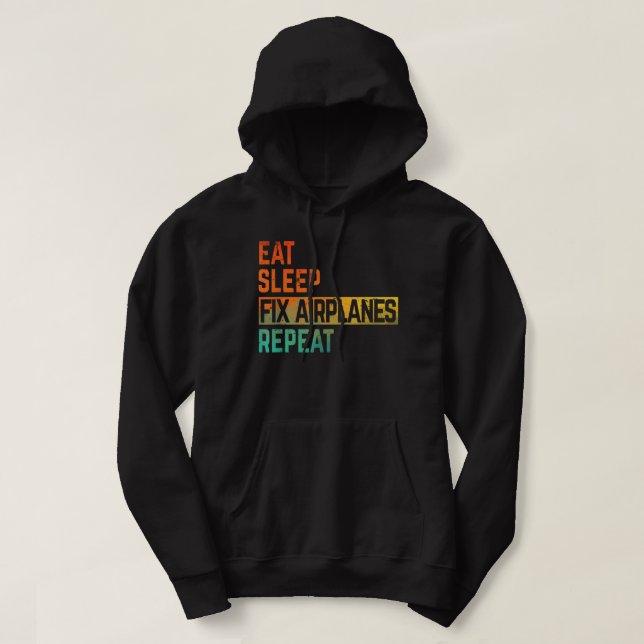 Fix Aeroplane Mechanic Eat Sleep Repeat Watercolor Hoodie (Design Front)