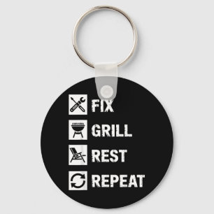 Fix Grill Rest Repeat Handyman BBQ Dad Life 1 Key Ring