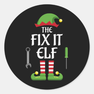 Fix It Elf Family Matching Group Christmas  Classic Round Sticker