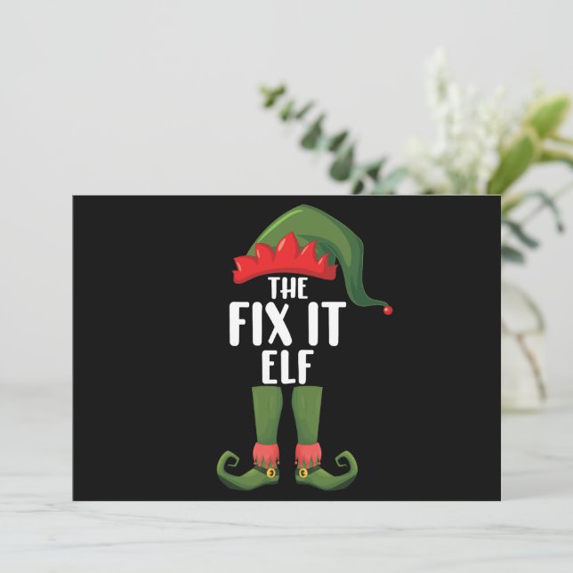 Fix It Elf Family Matching Group Christmas  Invitation (Standing Front)