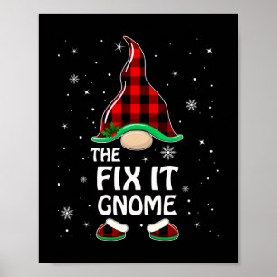 Fix It Gnome Buffalo Plaid Matching Family Christm Poster