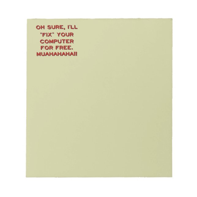 Fix Your Computer For Free? Notepad (Front)