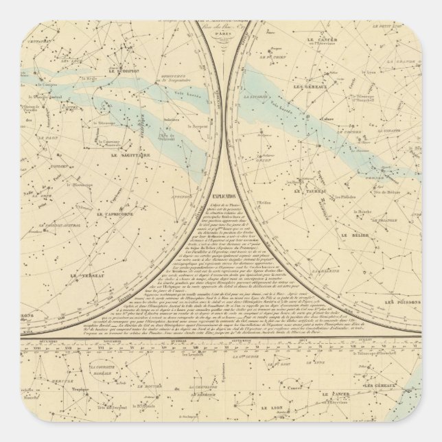 Fixed Stars map Square Sticker (Front)