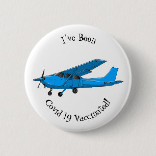 Fixed-wing aircraft cartoon illustration 6 cm round badge