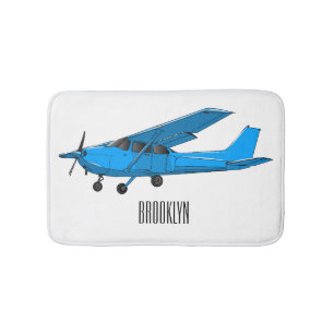Fixed-wing aircraft cartoon illustration bath mat