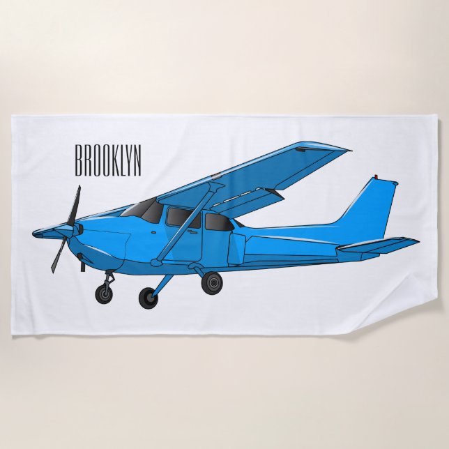 Fixed-wing aircraft cartoon illustration beach towel (Front)