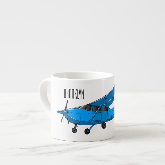 Fixed-wing aircraft cartoon illustration espresso cup (Front Left)