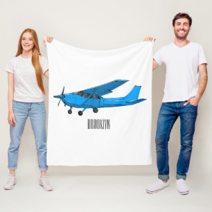 Fixed-wing aircraft cartoon illustration fleece blanket