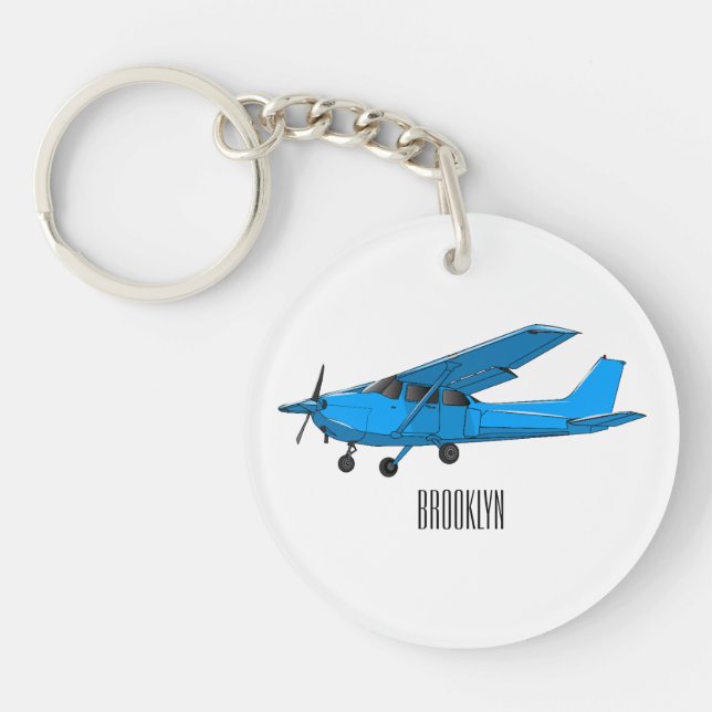 Fixed-wing aircraft cartoon illustration key ring (Front)