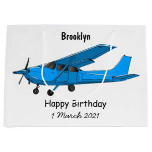 Fixed-wing aircraft cartoon illustration large gift bag