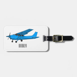 Fixed-wing aircraft cartoon illustration luggage tag