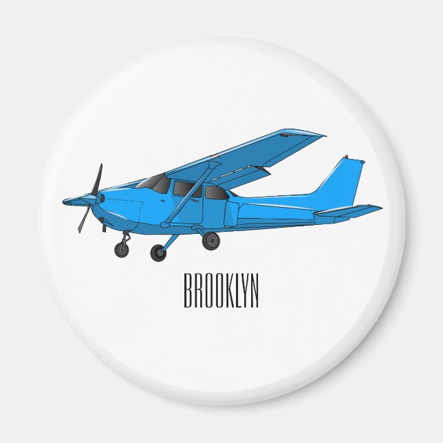 Fixed-wing aircraft cartoon illustration magnet (Front)