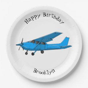 Fixed-wing aircraft cartoon illustration paper plate