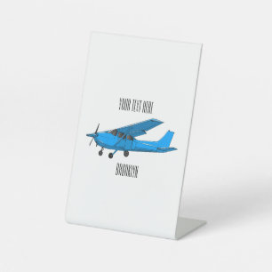 Fixed-wing aircraft cartoon illustration pedestal sign