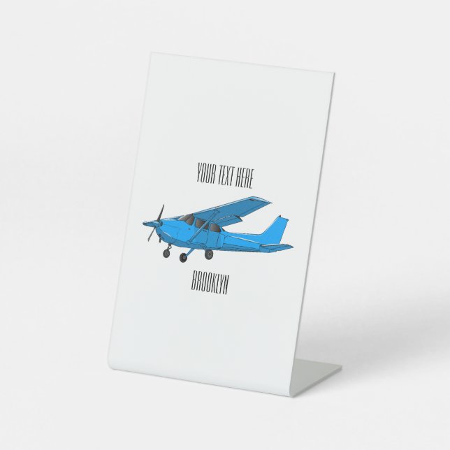 Fixed-wing aircraft cartoon illustration pedestal sign (Front)