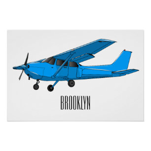 Fixed-wing aircraft cartoon illustration poster