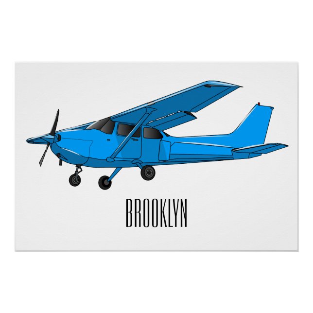 Fixed-wing aircraft cartoon illustration poster (Front)