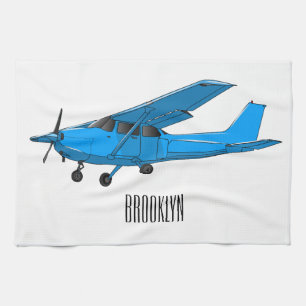 Fixed-wing aircraft cartoon illustration tea towel