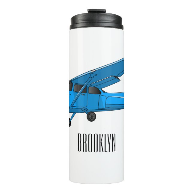 Fixed-wing aircraft cartoon illustration thermal tumbler (Front)