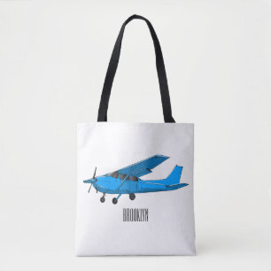 Fixed-wing aircraft cartoon illustration tote bag