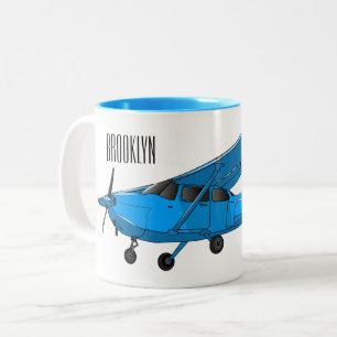 Fixed-wing aircraft cartoon illustration Two-Tone coffee mug