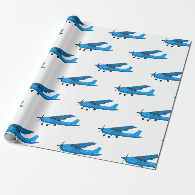 Fixed-wing aircraft cartoon illustration wrapping paper (Unrolled)