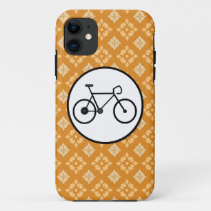 Fixie Bike Fixed Gear Bicycle on Orange Pattern iPhone 11 Case
