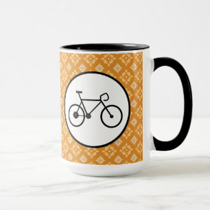 Fixie Bike Fixed Gear Bicycle on Orange Pattern Mug