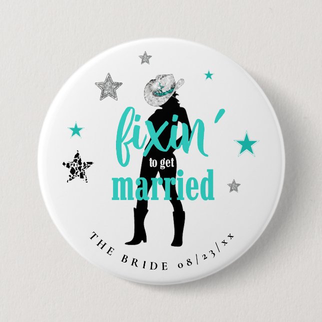 Fixin' The Bride Disco Bachelorette Teal ID925 7.5 Cm Round Badge (Front)