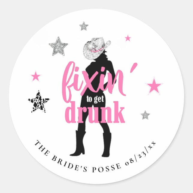 Fixin' The Posse Disco Bachelorette ID925 Classic Round Sticker (Front)