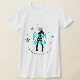 Fixin' The Posse Disco Bachelorette Teal ID925 T-Shirt