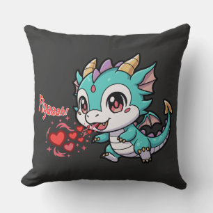 Fiyaaah Cute Baby Dragon Chibi Anime Kawaii Heart Cushion
