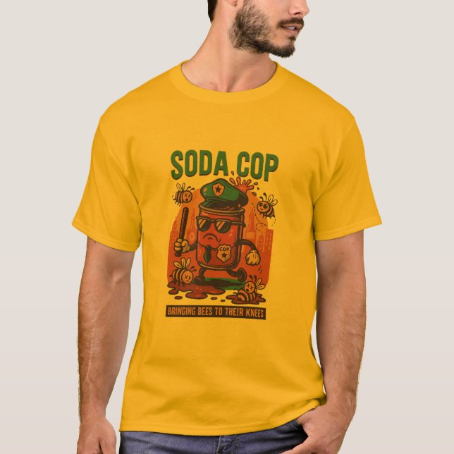 Fizz Force Soda Cop T-Shirt – Funny Retro (Front)