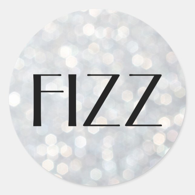 FIZZ on Silver Champagne Bubbles Sticker (Front)